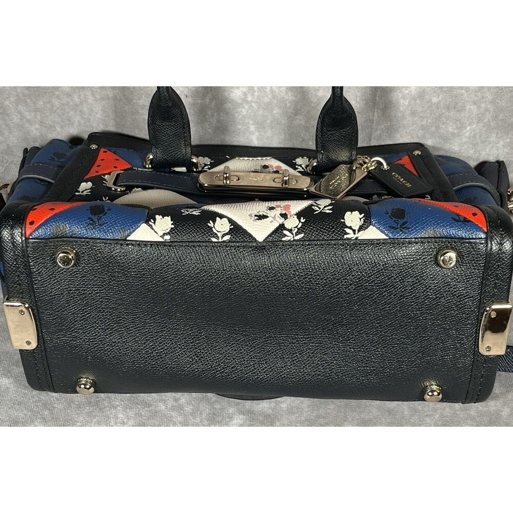 COACH Purse Floral Patchwork Bag Handbag Leather EUC Satchel Swagger - Picture 5 of 5